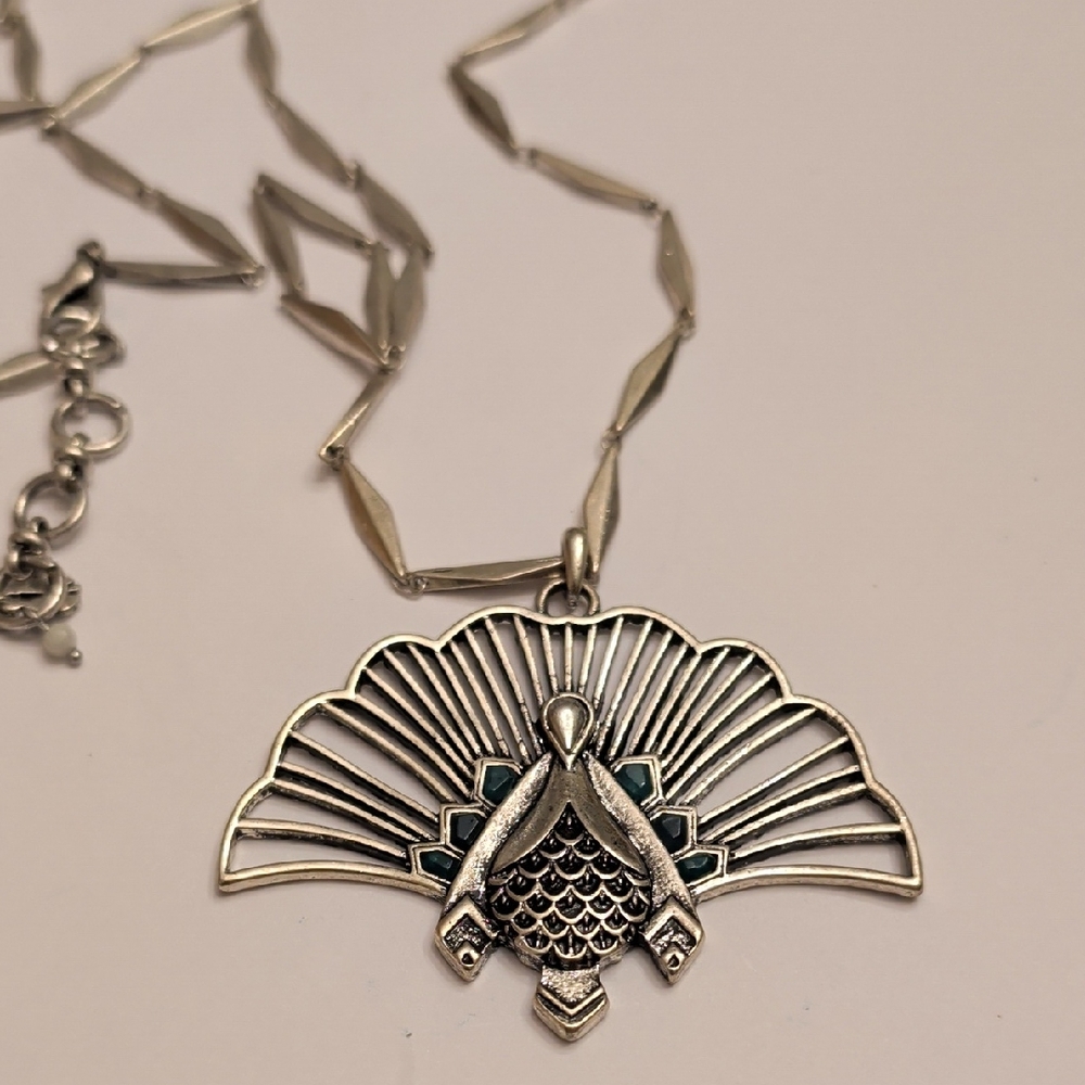 Lucky Brand Silver Tone Turkey Pendant Necklace
